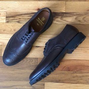 Allen Edmunds Tate wingtip Oxford Dress Shoe handcrafted Brown leather MINT NWOT